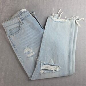 Vervet Straight Leg Jeans Womens 30 Light Wash Excellent Distressed Raw Hem
